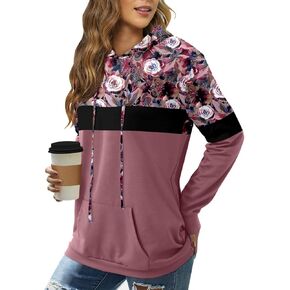 Angerella Hoodies for Women Camo Leopard Print Tops Pullover Hooded Sweatshirt Drawstring with Pocket
