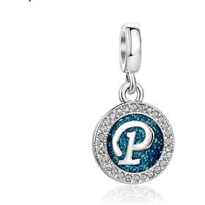 TGLS Spakling Blue A to Z Letter Initial Charm Alphabet Capital Name Dangle Beads Compatible With Pandora Charms Bracelets and Necklaces in Saudi Arabia