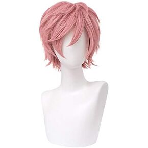 Alacos Short Brown Curly Wig for Man, Tubbo Wig Cosplay with a Free Wig Cap, Men Wigs Short Hair With Bangs, Men's Costume Wigs Perfect for Daily Wear Halloween Parties