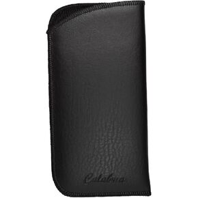 Calabria Soft Slip-In Glasses Case Verical Pocket Clip Black Men/Women Faux Leather Felt Lining Eyeglass/Sunglass 6.5"x3.35"