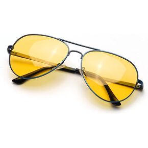 نظارات SODQW Aviator للرؤية الليلية للقيادة مضادة للوهج، نظارات ليلية مستقطبة صفراء آمنة للأمطار