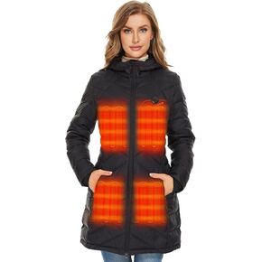 Venustas Women's Heated Long Jacket with 90% Duck Down, 7.4V Battery Pack, Electric Heated Puffer Coat For Skiing Camping in Saudi Arabia