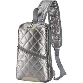 GBLQ PLUS Iridescent Crossbody Shoulder Puffer Backpack for Women Men, Travel Hiking Small Chest Bag Daypack in Saudi Arabia