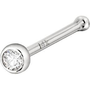 Jewelry Avalanche 14K Yellow Gold Bezel Set Diamond Nose Bone Stud Stud 22G Bone-end Nose Ring 1.5mm-2.5mm