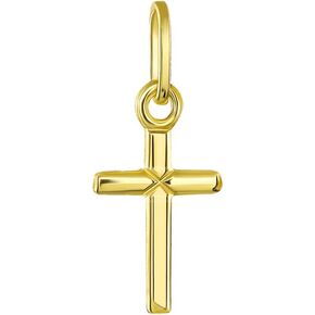 Jewelry America 14K Yellow Gold Simple Small Cross Charm Pendant in Saudi Arabia