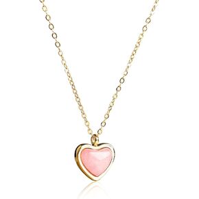 Pink Heart Necklaces for Women - Christmas Gift Pink Crystal Teen Girls Trendy Preppy Jewelry Gold Plated Love Heart Pendant Cute Heart Necklaces Anniversary Birthday Valentines Gift for Her