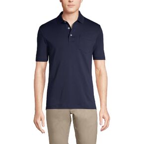 Lands' End Mens Short Sleeve Pocket Supima Polo Radiant Navy Tall XX-Large