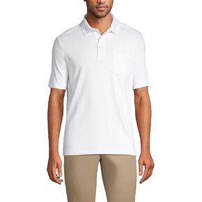 Lands' End Mens Short Sleeve Pocket Supima Polo White Tall X-Large