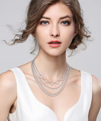 مجموعة قلادة سلسلة من 8 قطع فضية/ذهبية اللون من تامهو للنساء والفتيات المراهقات والفتيان - قلادة قلادات متعددة الطبقات بتصميم متعدد الأنماط، قلادة إيجيرل سلاسل إيمو سلاسل قوطية إكسسوارات مجوهرات بديلة in Kuwait