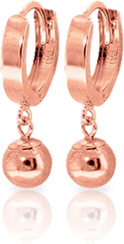 Galaxy Gold GG 14k Solid Rose Gold Hoop Earrings Ball Dangling in Saudi Arabia