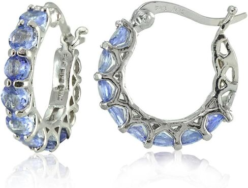 Sterling Silver Tanzanite Small Round Huggie Hoop Earrings in Saudi Arabia