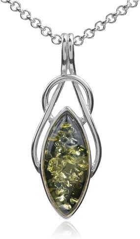 Ian and Valeri Co. Black Green Amber Sterling Silver Celtic Set Earrings Necklace 18 Inches in Saudi Arabia