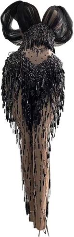 Yoyomomozi ملهى ليلي حفلة موسيقية الاحتفال Dj المغني المرحلة بذلة المرأة مثير شرابة الترتر اللاتينية راقصة تمتد نحيل أسود السروال القصير حجم واحد in Kuwait