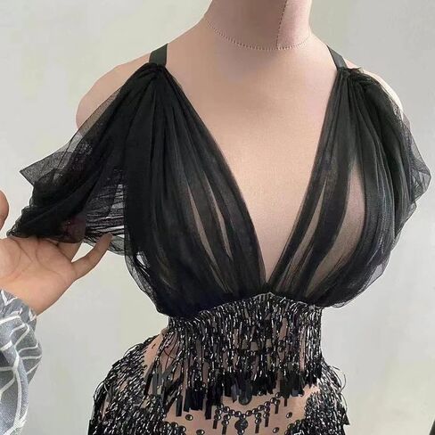 Yoyomomozi ملهى ليلي حفلة موسيقية الاحتفال Dj المغني المرحلة بذلة المرأة مثير شرابة الترتر اللاتينية راقصة تمتد نحيل أسود السروال القصير حجم واحد in Kuwait