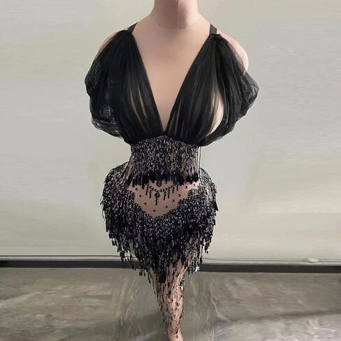 Yoyomomozi ملهى ليلي حفلة موسيقية الاحتفال Dj المغني المرحلة بذلة المرأة مثير شرابة الترتر اللاتينية راقصة تمتد نحيل أسود السروال القصير حجم واحد in Kuwait