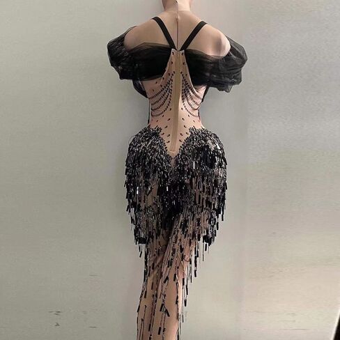 Yoyomomozi ملهى ليلي حفلة موسيقية الاحتفال Dj المغني المرحلة بذلة المرأة مثير شرابة الترتر اللاتينية راقصة تمتد نحيل أسود السروال القصير حجم واحد in Kuwait