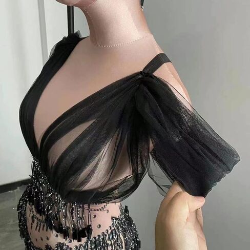 Yoyomomozi ملهى ليلي حفلة موسيقية الاحتفال Dj المغني المرحلة بذلة المرأة مثير شرابة الترتر اللاتينية راقصة تمتد نحيل أسود السروال القصير حجم واحد in Kuwait