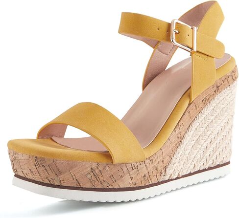 Women's Espadrille Wedge Platform Sandals Open Toe Ankle Buckle Strap Casual Summer Shoes in Saudi Arabia