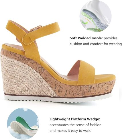 Women's Espadrille Wedge Platform Sandals Open Toe Ankle Buckle Strap Casual Summer Shoes in Saudi Arabia
