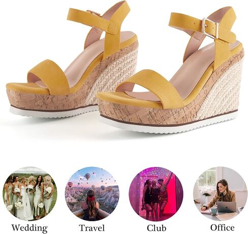 Women's Espadrille Wedge Platform Sandals Open Toe Ankle Buckle Strap Casual Summer Shoes in Saudi Arabia