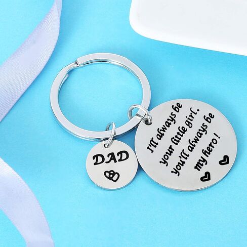 Nimteve Dad Gifts From Son Daughter Dad Keychain Father Keyring Key Tags For Daddy Papa Men Jewelry For Father's Day Birthday (Hero Dad Keychain From Little Girl) in Saudi Arabia