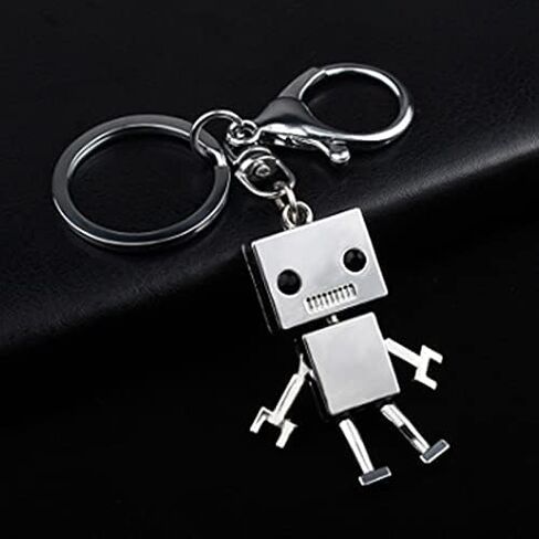 ARFUKA Keyring Cute Creative Robot Model Keychain Alloy Metal Key Chain Keyring ، Christmas / Birthday Gift for Men and Women Silver in Kuwait