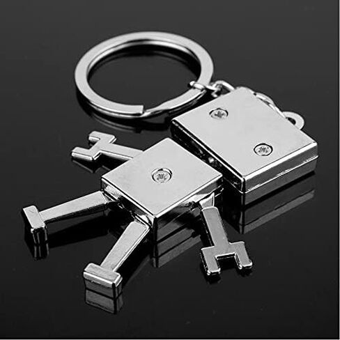 ARFUKA Keyring Cute Creative Robot Model Keychain Alloy Metal Key Chain Keyring ، Christmas / Birthday Gift for Men and Women Silver in Kuwait