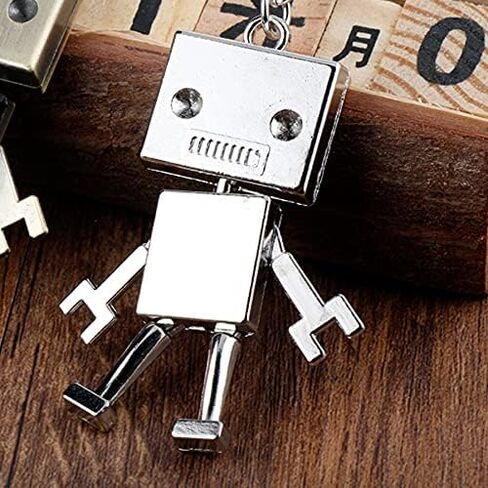 ARFUKA Keyring Cute Creative Robot Model Keychain Alloy Metal Key Chain Keyring ، Christmas / Birthday Gift for Men and Women Silver in Kuwait