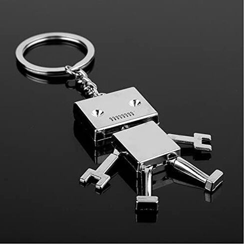 ARFUKA Keyring Cute Creative Robot Model Keychain Alloy Metal Key Chain Keyring ، Christmas / Birthday Gift for Men and Women Silver in Kuwait