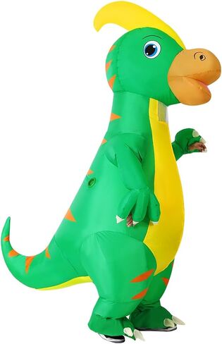 COMIN Inflatable Dinosaur Costume Adult Blow Up Dino Costume Green Full Body for Halloween Party in Kuwait