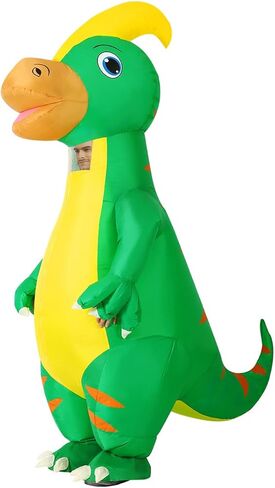 COMIN Inflatable Dinosaur Costume Adult Blow Up Dino Costume Green Full Body for Halloween Party in Kuwait