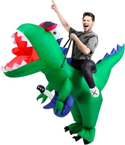 زي ديناصور قابل للنفخ في Gardentime للبالغين، أزياء تي ريكس للهالوين للنساء والرجال، بدلة دينو مضحكة لحفلات الهالوين التنكرية in Kuwait