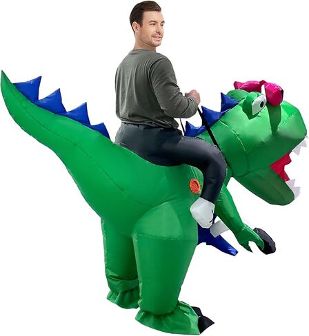 زي ديناصور قابل للنفخ في Gardentime للبالغين، أزياء تي ريكس للهالوين للنساء والرجال، بدلة دينو مضحكة لحفلات الهالوين التنكرية in Kuwait