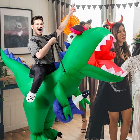 زي ديناصور قابل للنفخ في Gardentime للبالغين، أزياء تي ريكس للهالوين للنساء والرجال، بدلة دينو مضحكة لحفلات الهالوين التنكرية in Kuwait