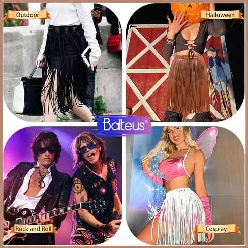 النساء الجلود شرابة حزام الخصر هامش فستان حزام الفضاء راعية البقر الشرير الصخرة الموسيقى مهرجان الزي التبعي in Kuwait