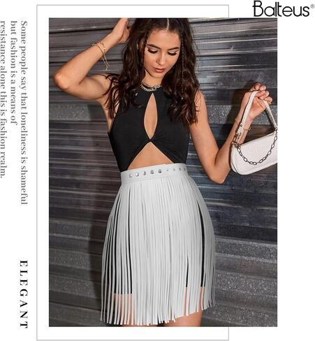 النساء الجلود شرابة حزام الخصر هامش فستان حزام الفضاء راعية البقر الشرير الصخرة الموسيقى مهرجان الزي التبعي in Kuwait