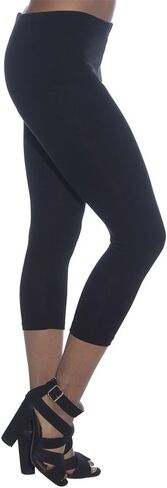 عبوة من قطعتين من بنطال كابري قطني أساسي للنساء من Zenana مقاس كبير أسود، in Kuwait