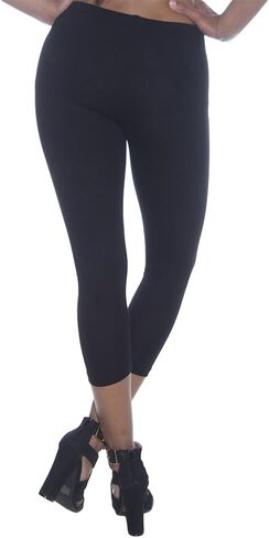 عبوة من قطعتين من بنطال كابري قطني أساسي للنساء من Zenana مقاس كبير أسود، in Kuwait