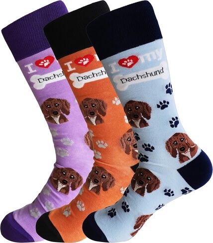 Sock Society I Love Dogs Unisex Men Women Fun Dress Casual Pattern Crew Funny Socks (3-pack) in Saudi Arabia