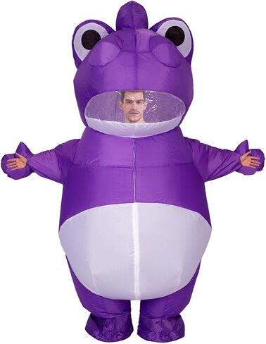 COMIN Inflatable Dinosaur Costume for Men Adults, Blow Up Costume Dino Inflatable Costume Purple Full Body for Halloween Party in Kuwait