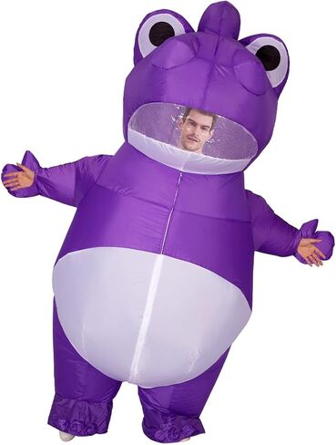 COMIN Inflatable Dinosaur Costume for Men Adults, Blow Up Costume Dino Inflatable Costume Purple Full Body for Halloween Party in Kuwait