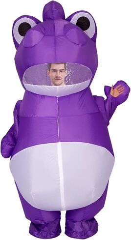 COMIN Inflatable Dinosaur Costume for Men Adults, Blow Up Costume Dino Inflatable Costume Purple Full Body for Halloween Party in Kuwait