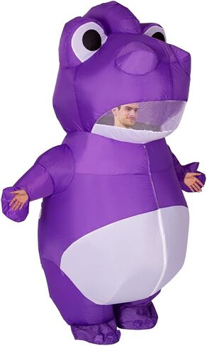 COMIN Inflatable Dinosaur Costume for Men Adults, Blow Up Costume Dino Inflatable Costume Purple Full Body for Halloween Party in Kuwait