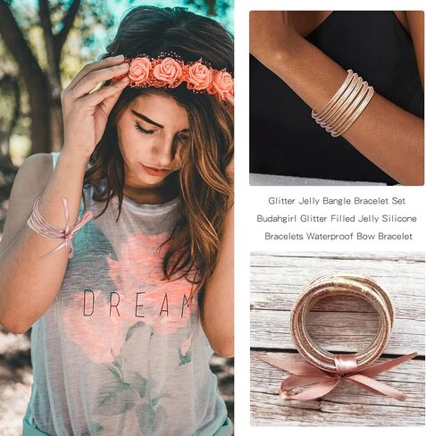طويل تيانتيان بريق هلام الإسورة الأساور فتاة في سن المراهقة الاشياء Budahgirl بريق شغل هلام أساور للماء القوس سوار لهدايا فتاة في سن المراهقة in Kuwait