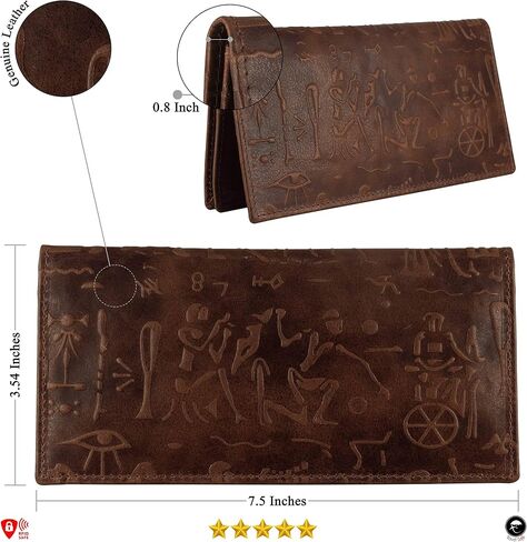 Mou Meraki RFID Blocking Mens Genuine leather Bifold Long Wallet in Saudi Arabia