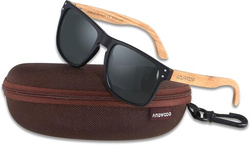 ANDWOOD Mens Sunglasses Polarized UV Protection Wooden Frame Beach Sun Glasses Womens Square Wood Shades in Kuwait