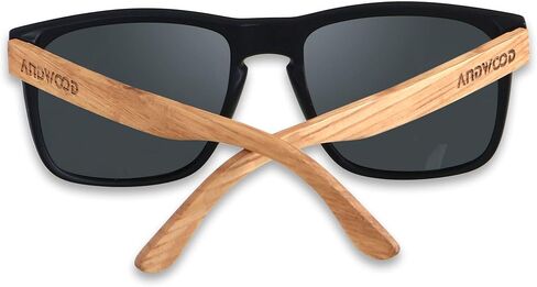 ANDWOOD Mens Sunglasses Polarized UV Protection Wooden Frame Beach Sun Glasses Womens Square Wood Shades in Kuwait