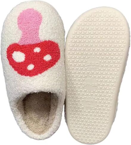 Women's Men's Cute Fuzzy Heart Slippers Memory Foam Fluffy Couple Slippers Cozy House Indoor Outdoor Shoes in Saudi Arabia