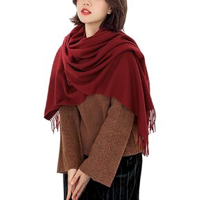 EVECLIOO Women Winter Red Scarf, Soft Shawl Wraps with Tassels, Cashmere Feel Classic Scarves for Christmas in Kuwait