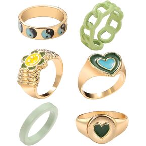 17 MILE Chunky Rings Colorful, Trendy Resin Acrylic Open Stackable Finger Knuckle Y2K Rings for Women (Color 5) in Kuwait